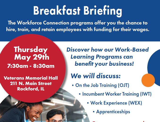 Screenshot of a flyer introducing an event for employers about Work-Based Learning on May 29, 2025.